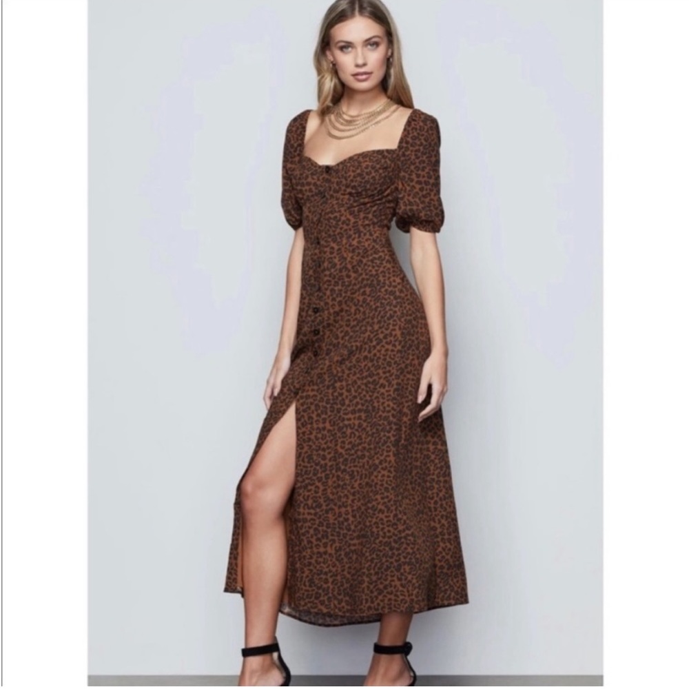 Good American Corset Leopard Midi Shirt Dress